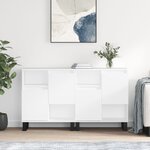 vidaXL Buffets 2 Pièces blanc brillant bois d'ingénierie