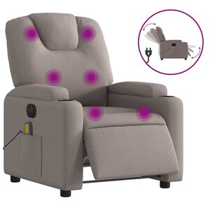 vidaXL Fauteuil de massage inclinable électrique Taupe Tissu
