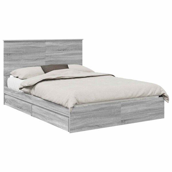 vidaXL Lit de Rangement Gris Sonoma 160 x 200 cm Bois d'ingénierie