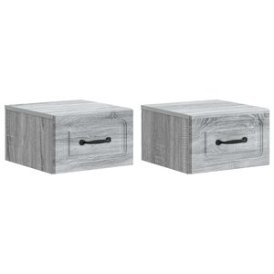 vidaXL Cabinet de chevet mural 2 pc Sonoma gris 34 5 x 33 x 20 cm