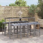 vidaXL Ensemble de bar de jardin 9 Pièces avec coussins gris poly rotin