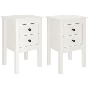 vidaXL Tables de chevet 2 Pièces Blanc 40x35x61 5 cm Bois de pin massif