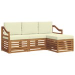 vidaXL Ensemble de canapés d'extérieur 4 pc Naturel et Crème