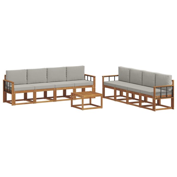 vidaXL Ensemble de canapés d'extérieur 9 pc Gris Naturel et Clair