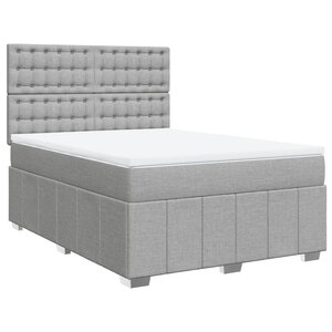 vidaXL Sommier à lattes de lit avec matelas Gris clair 140x190cm Tissu