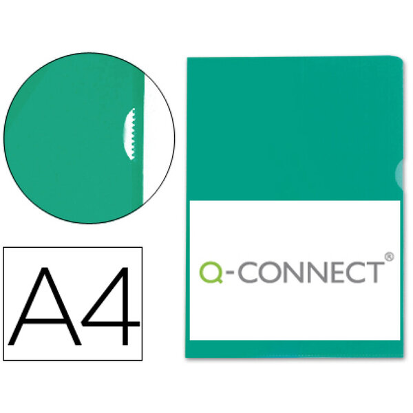 Pochette coin q-connect polypropylène grainé économique 12/100e coloris vert transparent boîte 100 unités