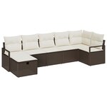 Ensemble de canapés de jardin en 7 pièces avec coussins en poly rattan marron