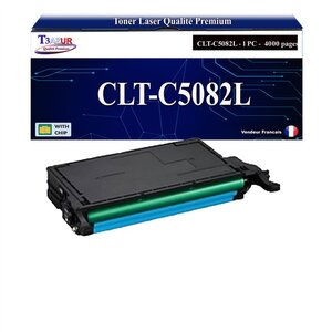 T3AZUR - Toner compatible avec Samsung CLT-C5082L CLT-C5082S pour Samsung Samsung CLP-620ND CLP-670N CLP-670ND CLX-6220FX CLX-6250FX - Cyan