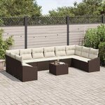 vidaXL Ensemble de canapé de jardin 11 Pièces Marron Poly rotin