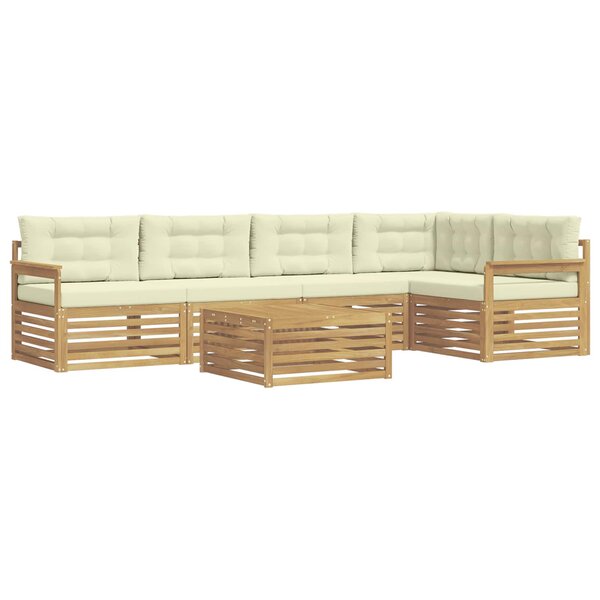 vidaXL Ensemble de canapés d'extérieur 6 pc Blanc et crème Polyester