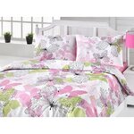 Parure de lit - housse de couette 220 x 240 + 2 taies d'oreiller 60 x 60 65 coton- Rose