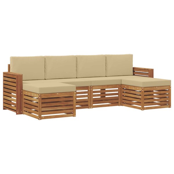 vidaXL Ensemble de canapés d'extérieur 6 pc Naturel et Beige