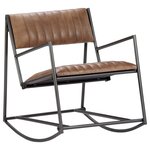 vidaXL Chaise à bascule Marron clair Cuir véritable