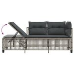 vidaXL Salon de jardin d'angle avec coussins 3 Pièces gris résine tressée