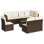 vidaXL Salon de jardin avec coussins 9 Pièces marron résine tressée