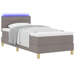 vidaXL Lit à ressort LED avec matelas Taupe 80 x 200 cm tissu