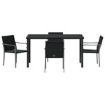 vidaXL Ensemble de salle à manger pour jardin 5 Pièces Noir Poly rotin