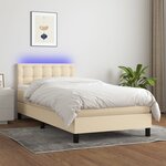 vidaXL Sommier à lattes de lit avec matelas LED Crème 80x200 cm Tissu