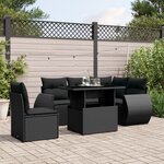 vidaXL Salon de jardin 6 Pièces avec coussins noir résine tressée