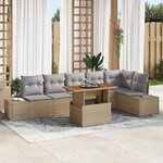 vidaXL Ensemble de salle à manger pour jardin Manuel 7 Pièces Beige  Gris
