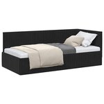 vidaXL Cadre de lit d'angle avec tête de lit Noir 90 cm x 190 cm tissu