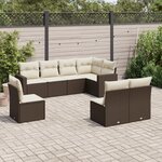 vidaXL Salon de jardin 8 Pièces avec coussins marron résine tressée