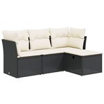 vidaXL Salon de jardin 4 Pièces avec coussins noir résine tressée