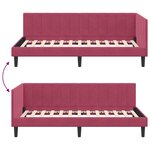 vidaXL Cadre de lit d'angle Rouge bordeaux 90 x 190 cm Velours