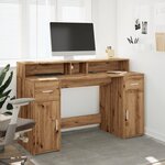 vidaXL Bureau avec lumières LED chêne artisanal bois d'ingénierie