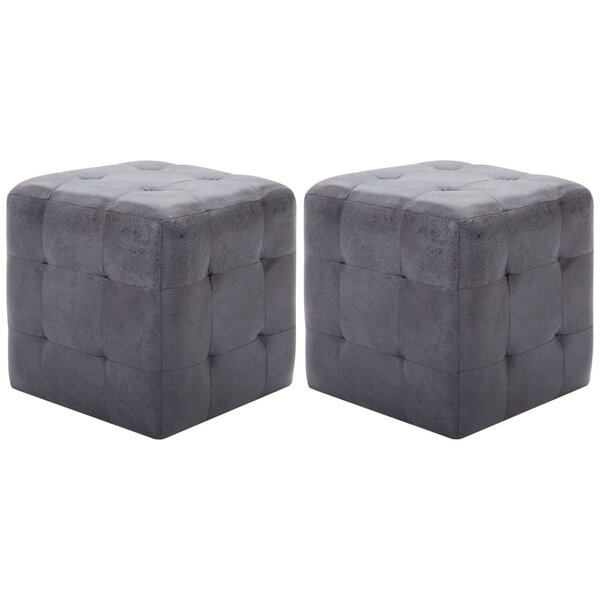 vidaXL 2 Pièces Tables de chevet Gris 30x30x30 cm Similicuir daim