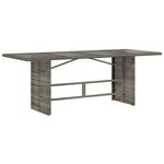 vidaXL Table de jardin avec dessus en verre gris résine tressée