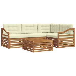 vidaXL Ensemble de canapés d'extérieur 5 pc Naturel et Crème