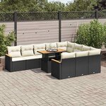 vidaXL Ensemble de canapés de jardin 11 Pièces et coussins rotin acacia