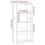 vidaXL Étagère Chêne noir 60 x 24 x 143 cm Bois d'ingénierie