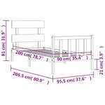vidaXL Cadre de lit avec tête de lit blanc 90x200 cm bois massif