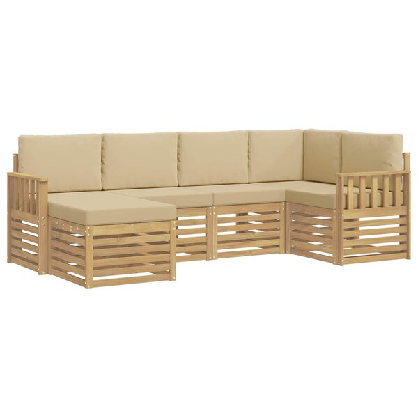 vidaXL Ensemble de canapés d'extérieur 6 pc Blanc et Beige Polyester