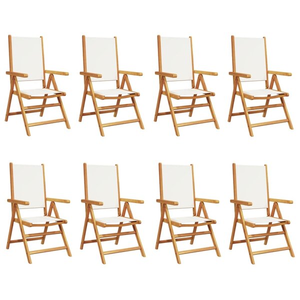vidaXL Chaises inclinables de jardin lot de 8 tissu et bois massif