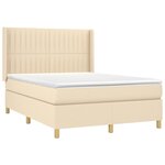 vidaXL Sommier à lattes de lit matelas et LED Crème 140x200 cm Tissu