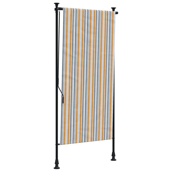 vidaXL Store roulant d'extérieur jaune et blanc 100x270 cm tissu acier
