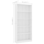 vidaXL Bibliothèque à 5 niveaux Blanc 80x24x175 cm Bois d’ingénierie