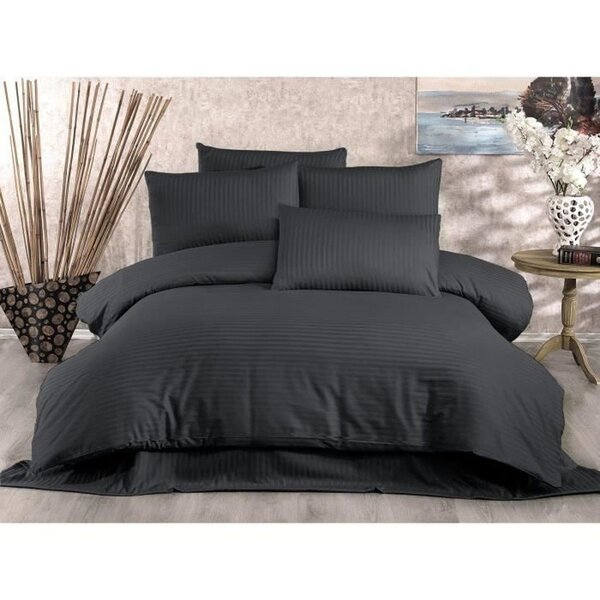 Parure de lit - housse de couette 220 x 240 + 2 taies d'oreiller 60 x 60  80  coton - Anthracite