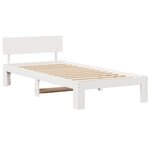 vidaXL Cadre de lit avec tête de lit Blanc 75 x 190 cm Pin massif