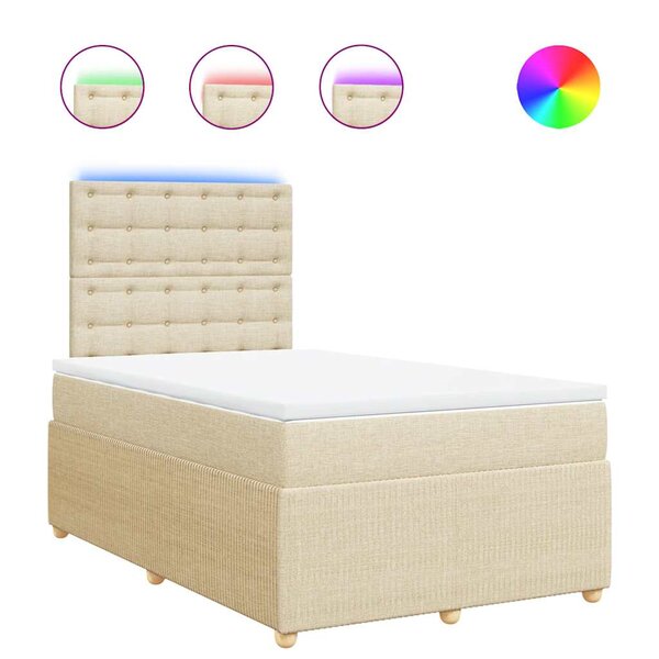 vidaXL Sommier à lattes de lit avec matelas crème 120x190 cm tissu
