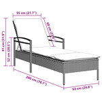 vidaXL Chaise longue et coussin gris clair 63x200x81 cm résine tressée