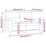 vidaXL Canapé 2 places avec oreillers bordeaux 120 cm tissu