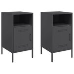 vidaXL Tables de chevet 2 Pièces noir 36x39x68 cm acier laminé à froid