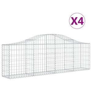 vidaXL Paniers à gabions arqués 4 Pièces 200x30x60/80 cm Fer galvanisé