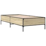 vidaXL Cadre de lit chêne sonoma 75x190 cm bois d'ingénierie et métal