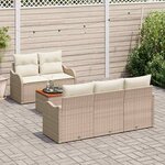 vidaXL Ensemble de canapé de jardin 6 Pièces Beige Poly rotin