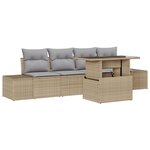vidaXL Set de canapés de jardin de 5 pièces avec coussins - Rattan poly beige